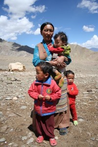 famiglia di i profughi tibetani in Ladakh -  distretto Jangtang
